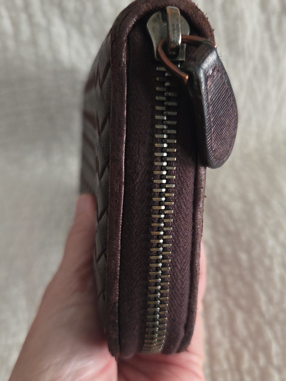 Bottega Veneta Textured Zippered Long Wallet in Shimmery Dark Bronze - Picture 10 of 15